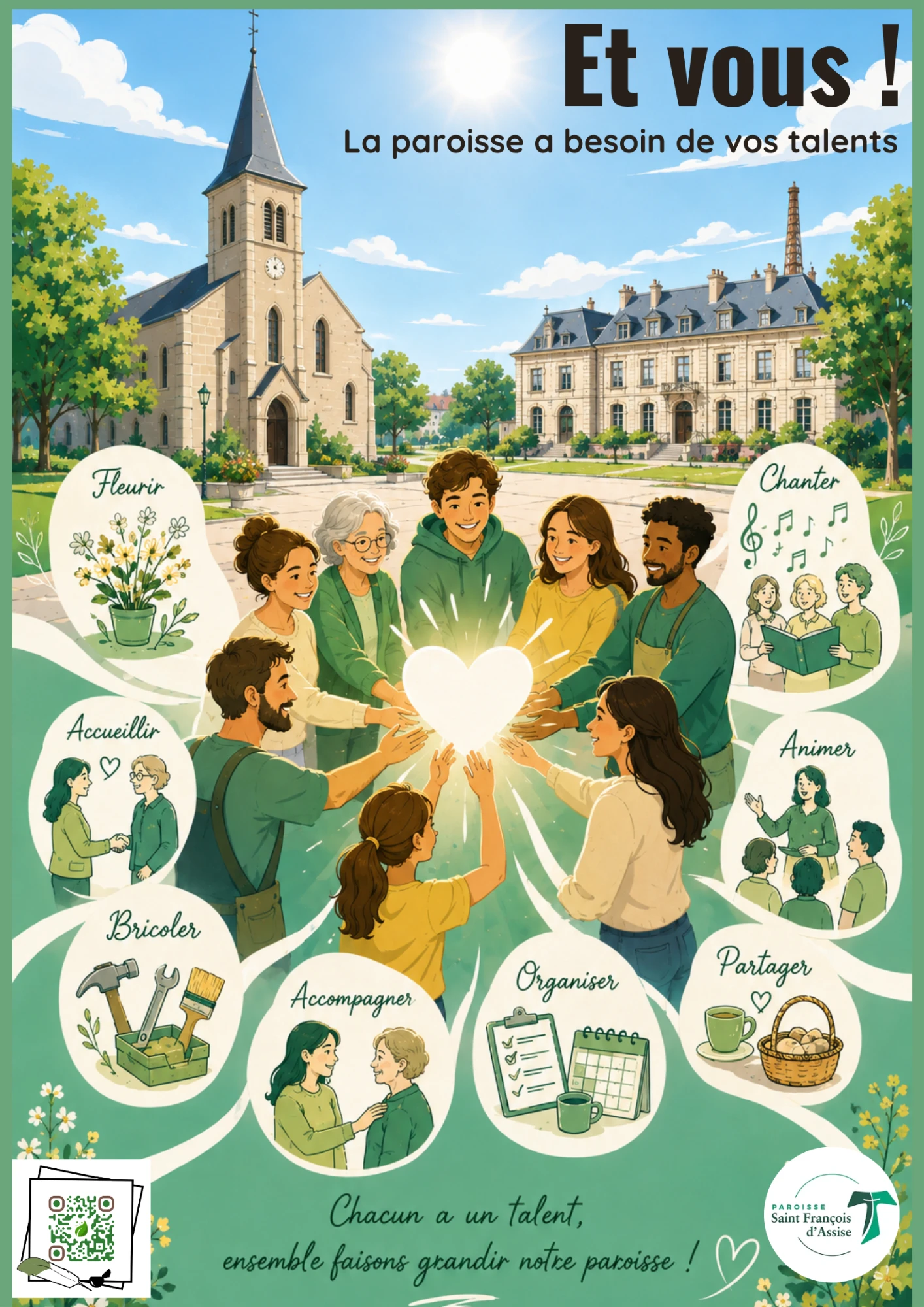 Affiche « Et vous ! La paroisse a besoin de vos talents »